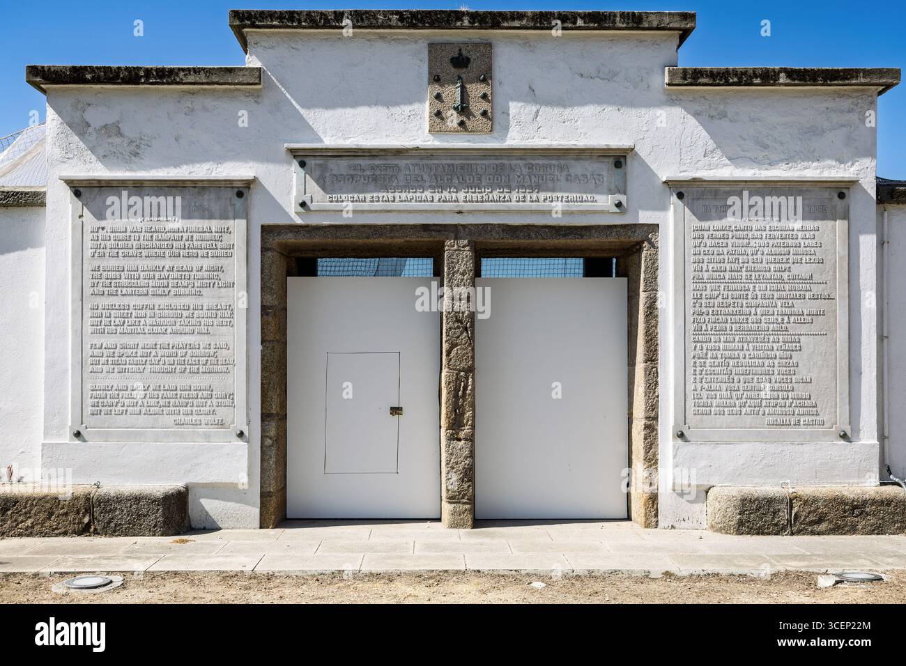 Epitaph und Mausoleum für das Grab von General Sir John Moore in den Gärten von San Carlos, Xardin de San Carlos, A Coruna, La Coruna, Spanien Stockfoto
