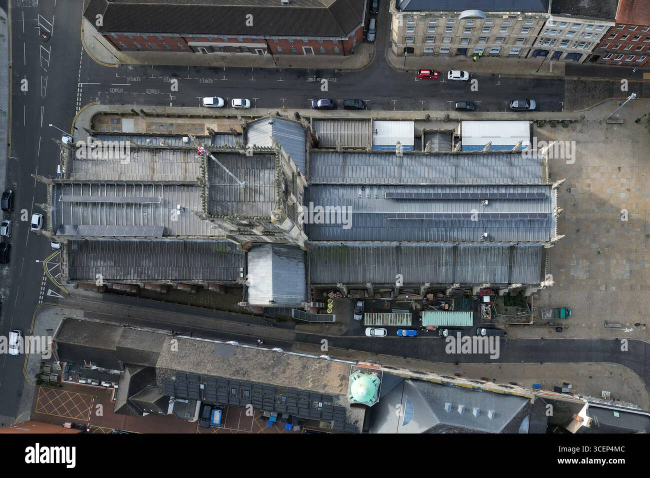 areal Views of Hull Minster ist eine anglikanische Kirche im Zentrum von Hull. Die Kirche hieß Holy Trinity Church. East Riding of Yorkshire, England Stockfoto