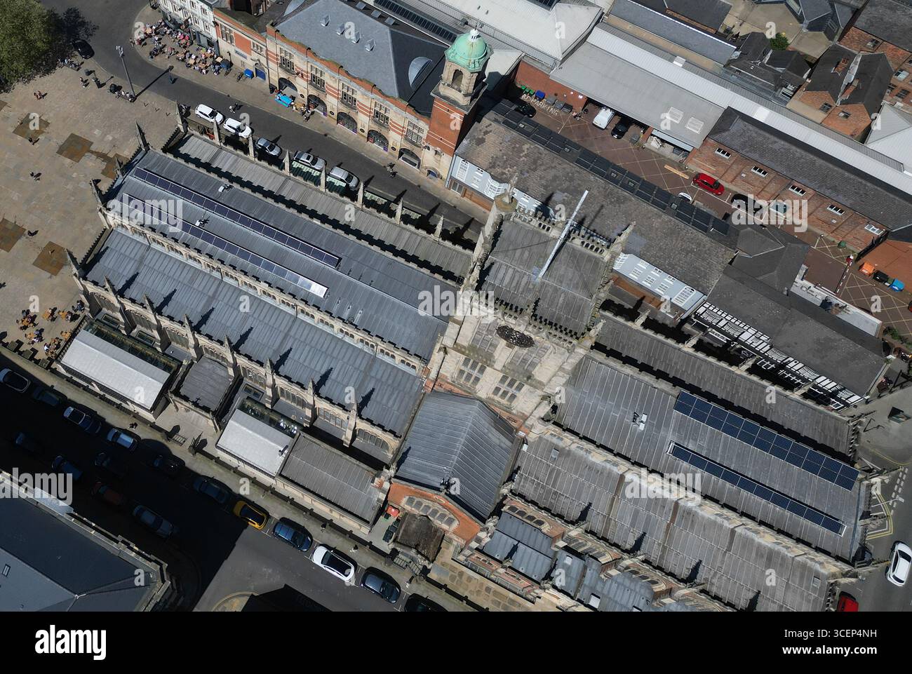 areal Views of Hull Minster ist eine anglikanische Kirche im Zentrum von Hull. Die Kirche hieß Holy Trinity Church. East Riding of Yorkshire, England Stockfoto