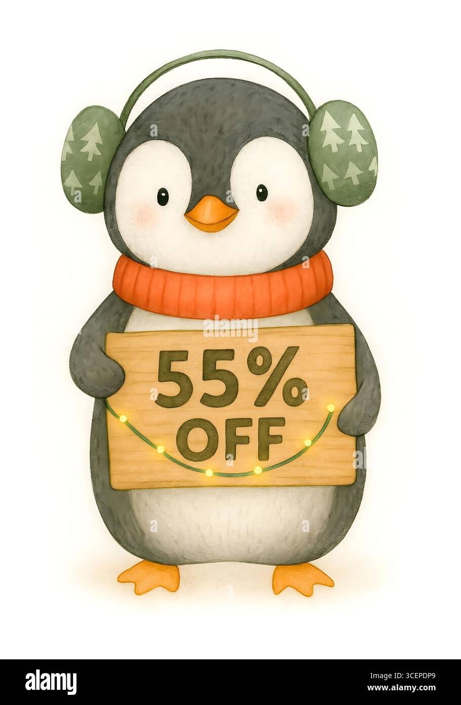 Aquarell Weihnachtsillustration, festliche Feiertage Elemente und Dekorationen Stockfoto