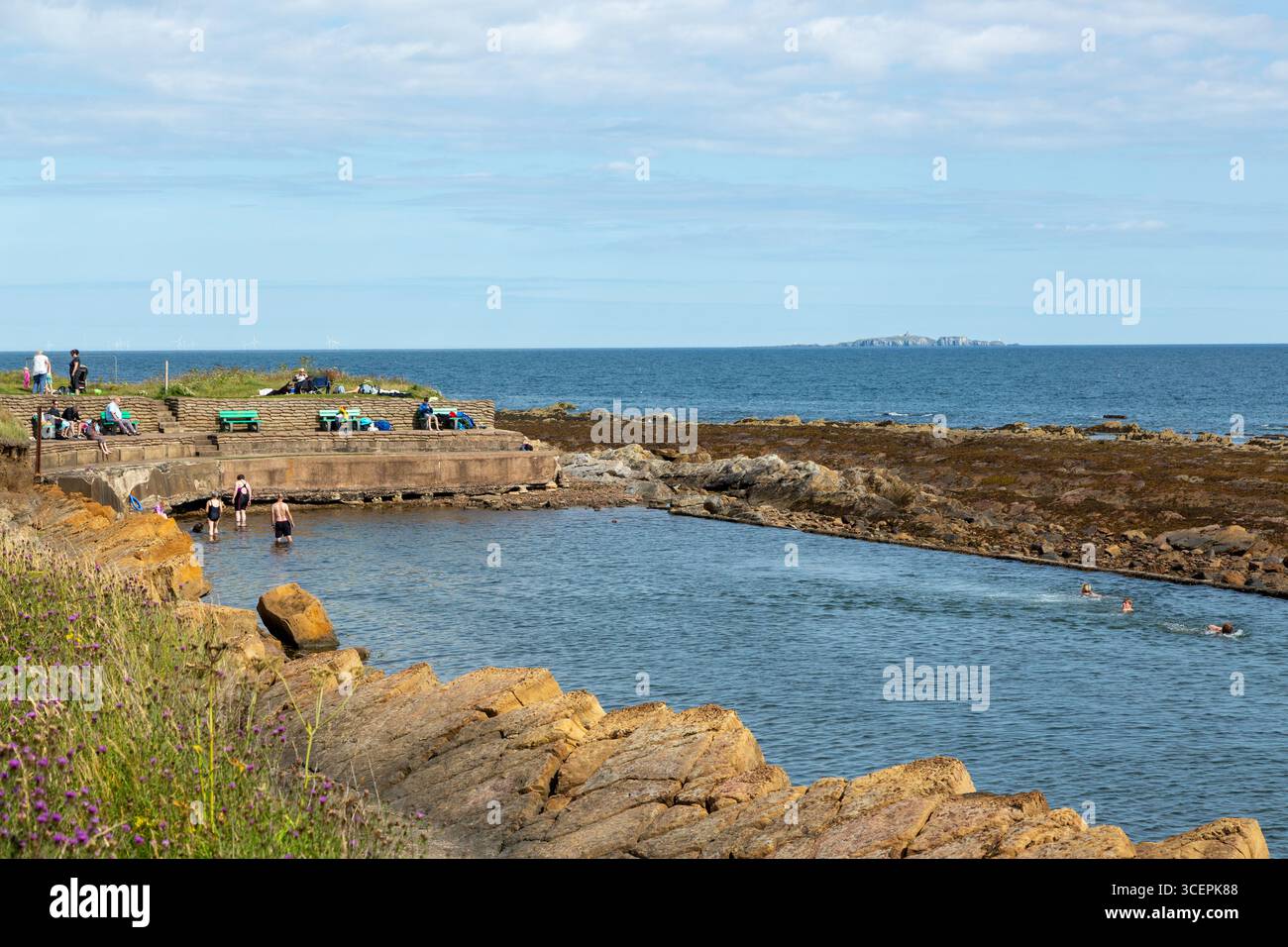 St. Monans Tidal Pool an einem sonnigen Julitag, St. Monans, Fife, Schottland Stockfoto