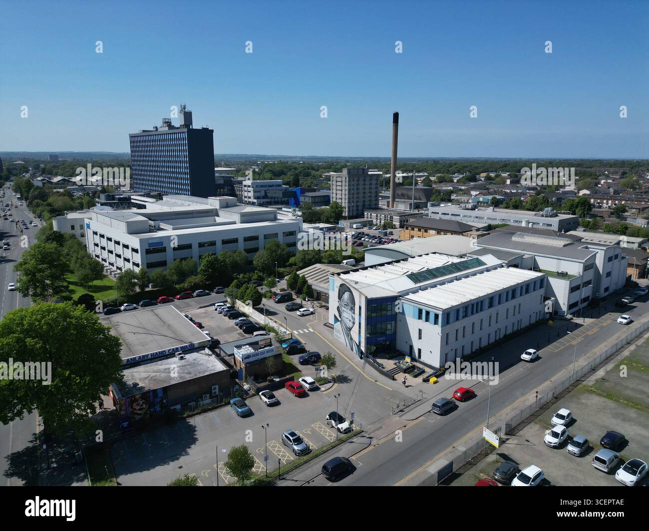Luftaufnahme des Hull Royal Infirmary Eye Hospital und der Ophthalmologie Ambulanzen Abteilung Hull University Teaching Hospitals NHS Trust, Hull Stockfoto