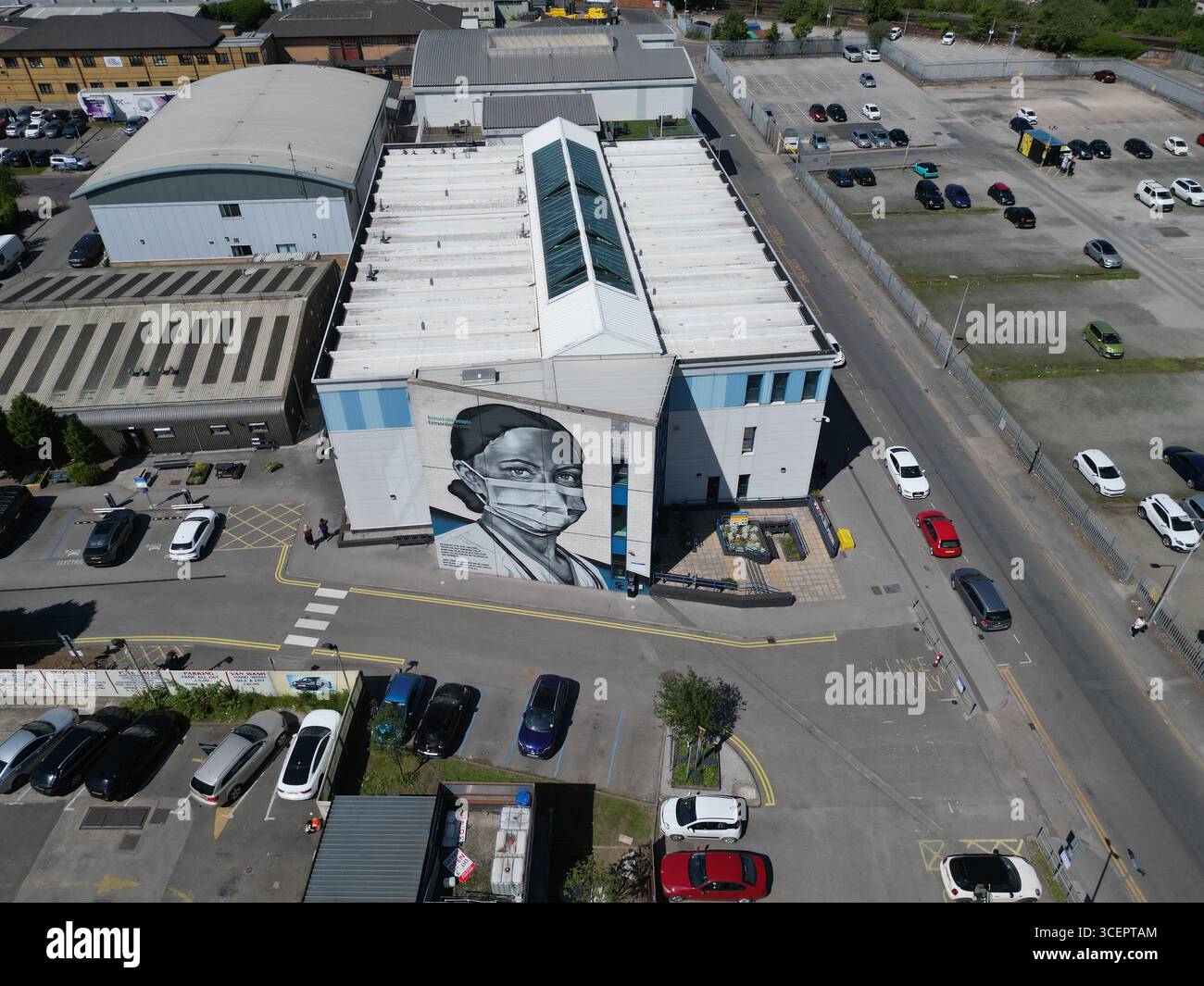 Luftaufnahme des Hull Royal Infirmary Eye Hospital und der Ophthalmologie Ambulanzen Abteilung Hull University Teaching Hospitals NHS Trust, Hull Stockfoto