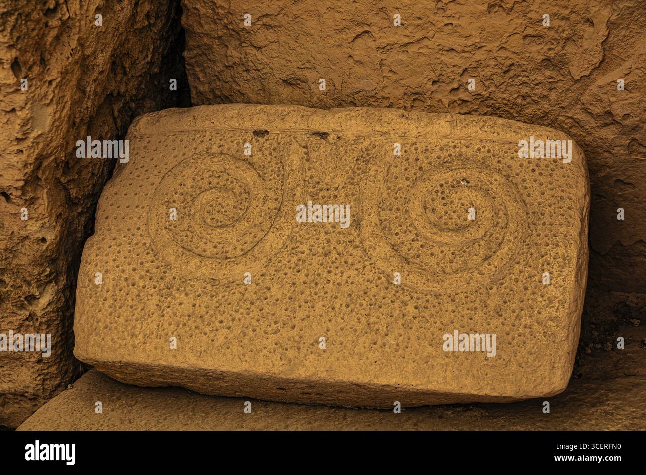 Megalithischer Hagar Qim Tempel mit insgesamt sechs großen Tempelräumen, 3600-2500 v. Chr., Qrendi, Malta Stockfoto