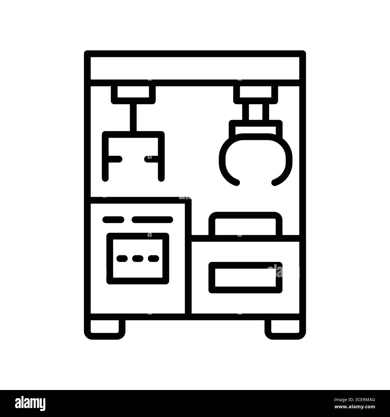 Dieses Bild zeigt moderne Küchenausstattung mit Geräten und Aufbewahrungslösungen. Er unterstreicht ein elegantes und funktionales Design, das perfekt für Co. Geeignet ist Stock Vektor