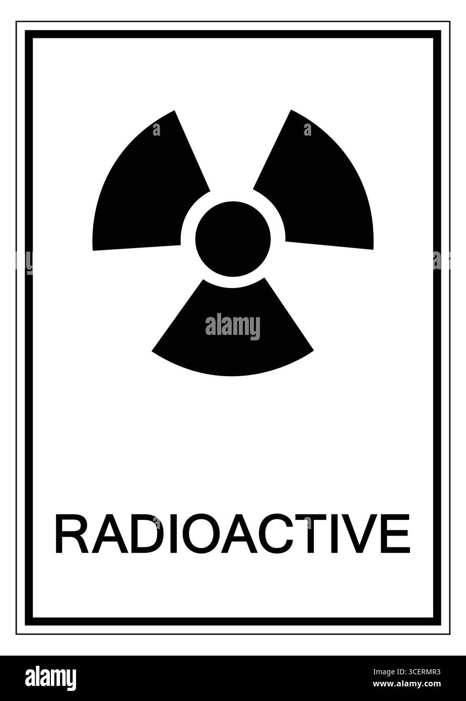 Eine klare schwarz-weiße Abbildung eines radioaktiven Symbols. Diese visuelle Darstellung vermittelt wichtige Sicherheits- und Gefahreninformationen effektiv. Stock Vektor