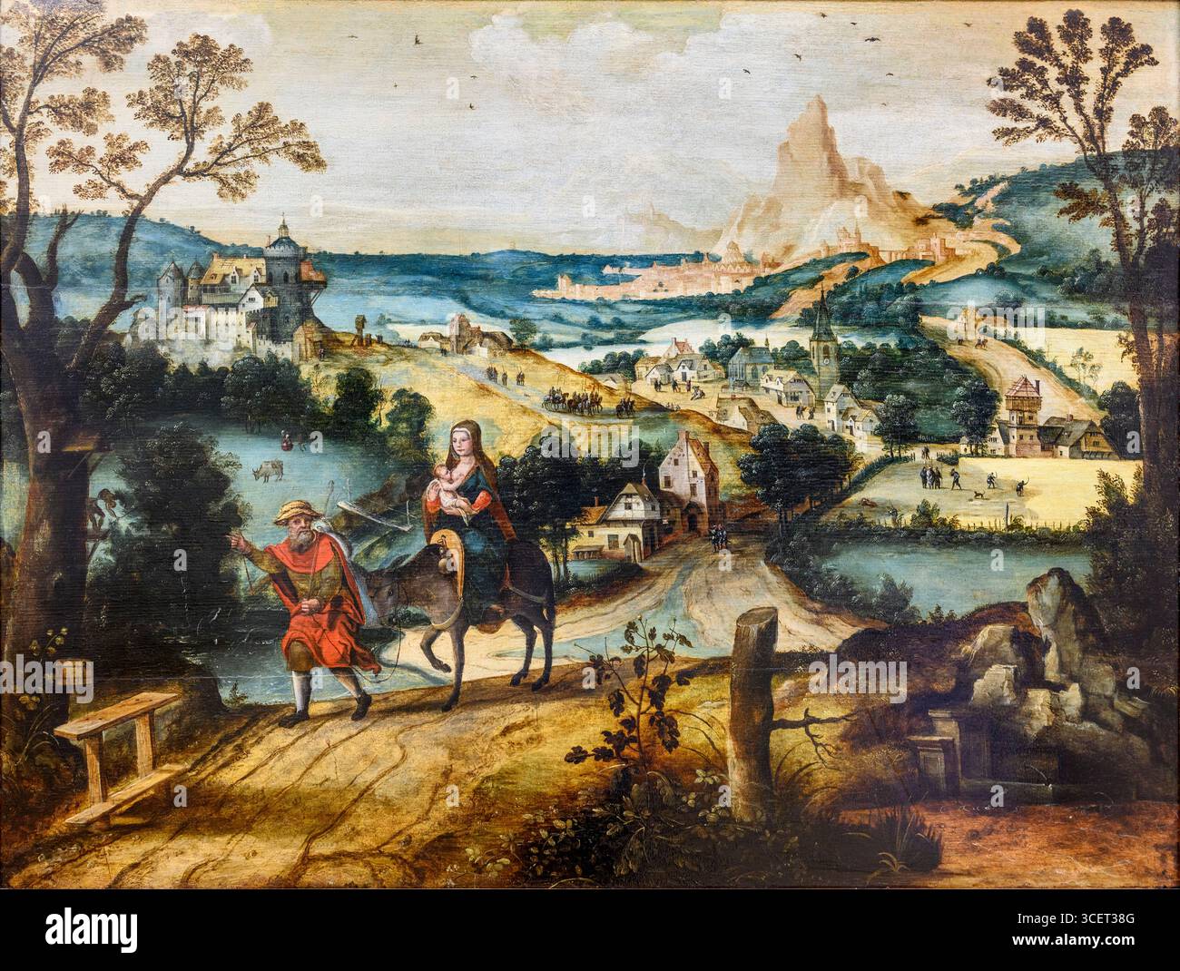 LUCAS DE GASSEL 1495?-1570. La Huida a Egipto. Der Flug nach Egyipt. Stockfoto