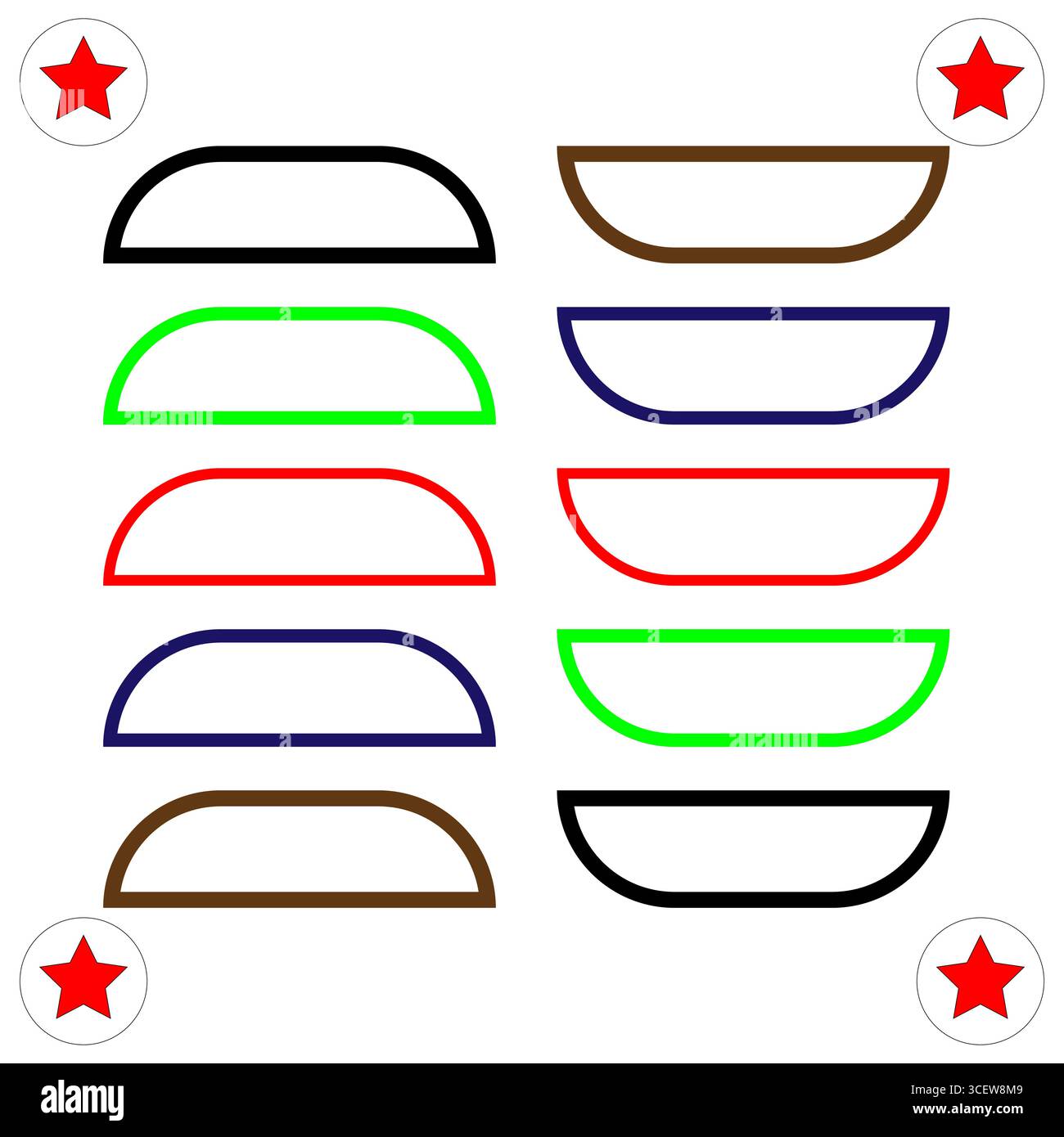 Set mit geschwungenen Streifen. Farbenfrohe Designelemente. Abstrakte Shape-Kollektion. Geometrisches Vektormuster. Stock Vektor