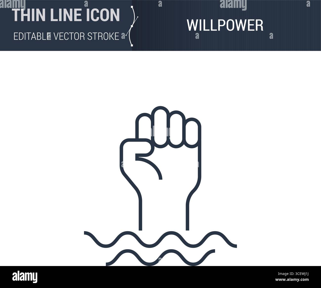 Willpower-Symbol – Dünnes Geschäftssymbol. Ideal für Webdesign. Vektorkonzept Für Qualitätskonturen. Hochwertiges, Einfaches, Elegantes Logo Stock Vektor