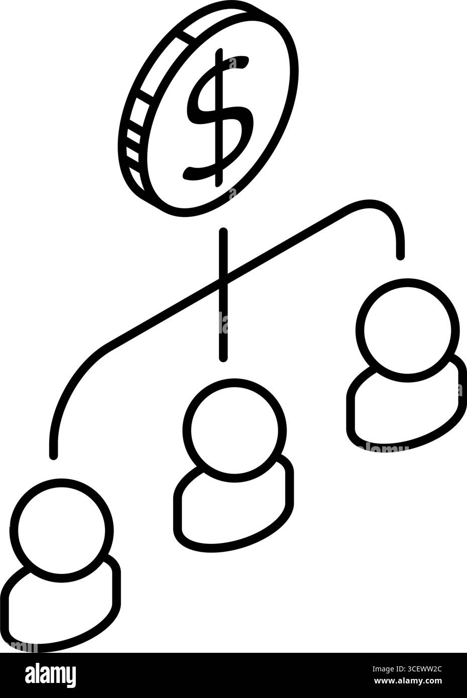 FinTech-Symbol für Darlehen und Fundraising mit finanzieller Unterstützung und Kapitalfluss, Schwarzweiß, Vektor-Illustration Stock Vektor