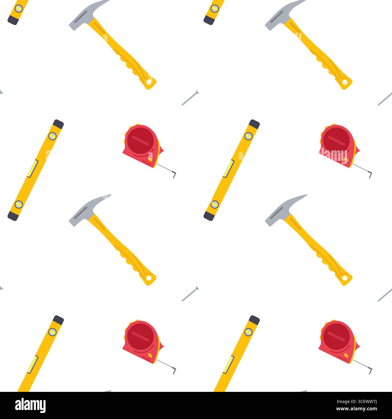 Werkzeuge zur Verbesserung des Wohnraums sind auf weißem Hintergrund verteilt Stock Vektor