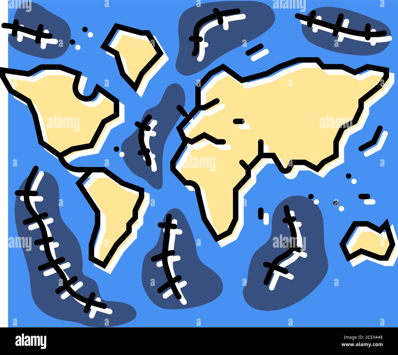 Bodenkarte Welt Ozean Farbe Symbol Vektor Illustration Stock Vektor