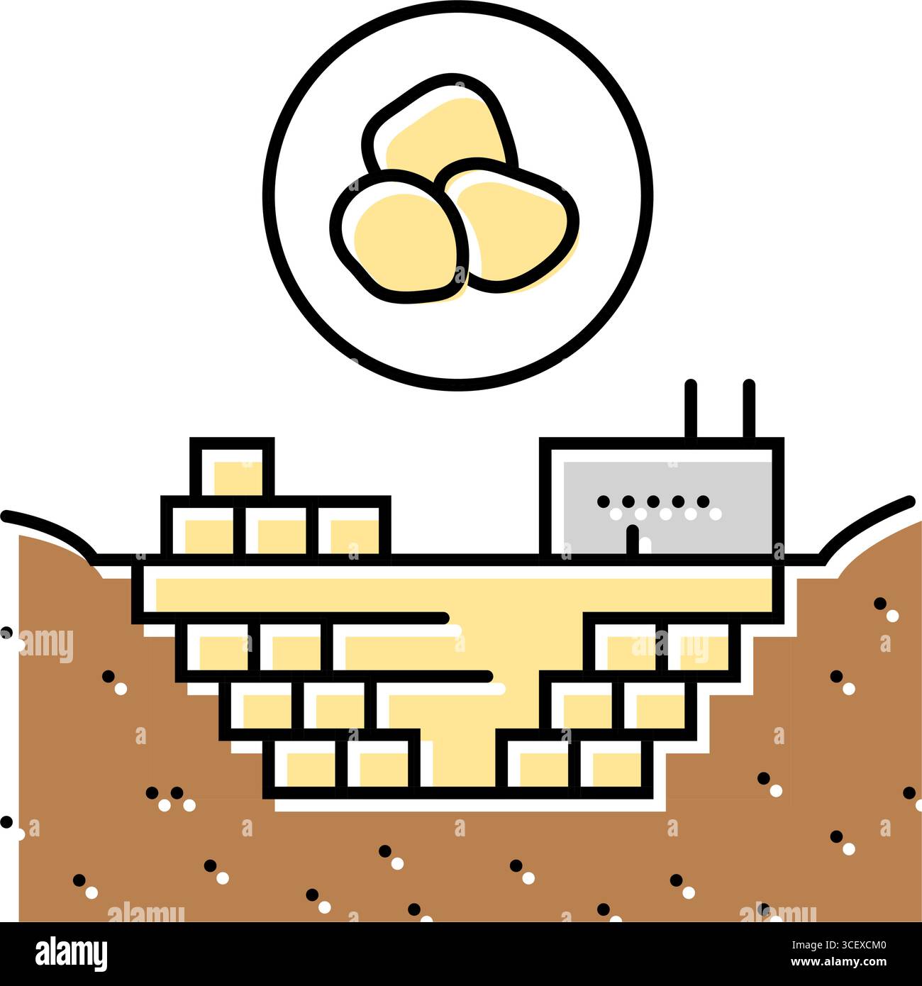 Kalksteinbruch Zementproduktion Farbe Symbol Vektor Illustration Stock Vektor