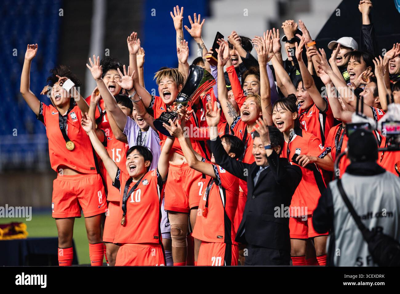 SUWON, Südkorea - 16. JULI: Während der EAFF E-1 Fußball-Meisterschaft - Südkorea gegen Chinesisch Taipeh im Suwon World Cup Stadium am 16. Juli 2025 Stockfoto