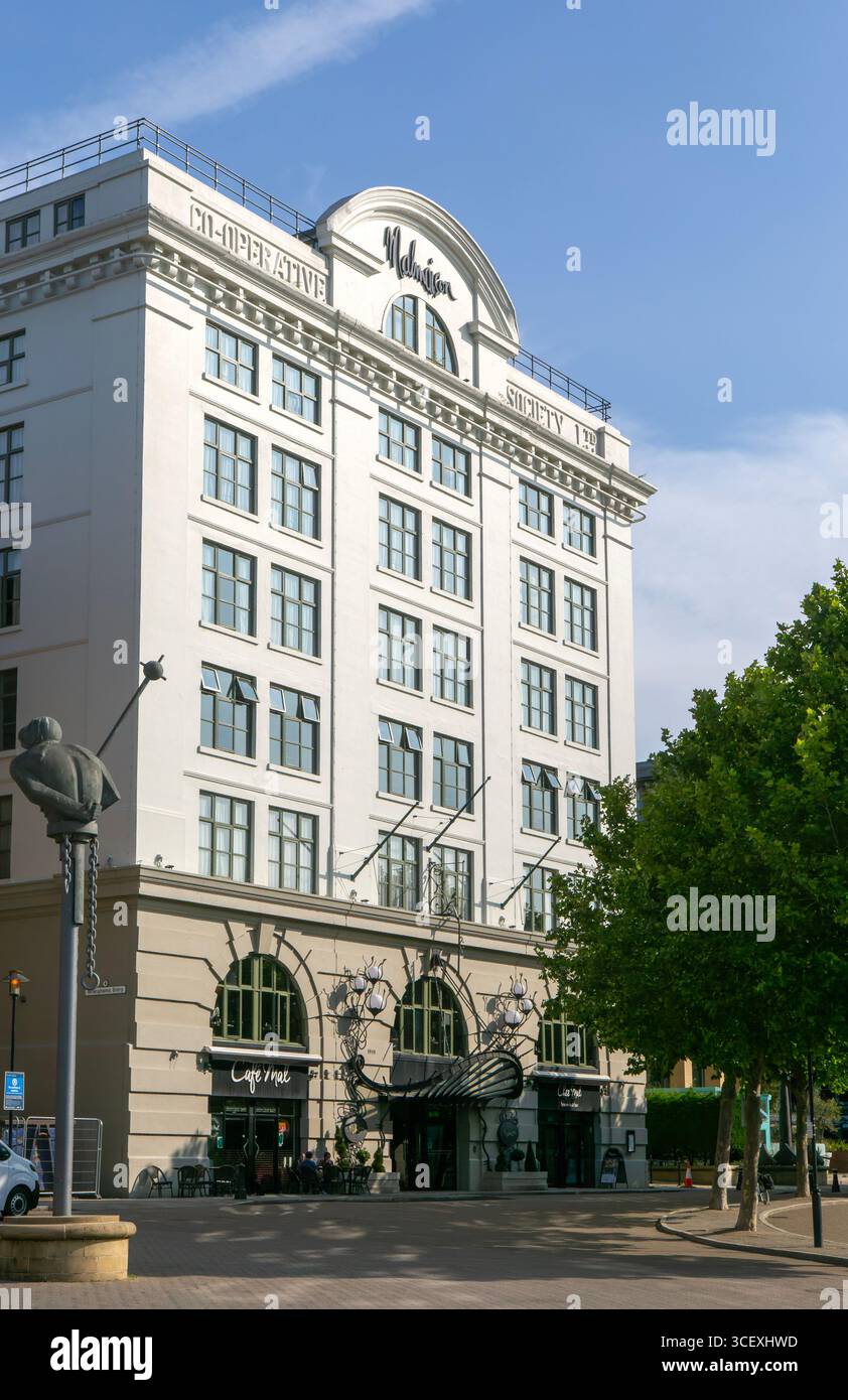 Co-operative Society Ltd c 1890s Architekt T.G. Guerrite, Malmaison Hotel 1998, Quayside, Newcastle upon Tyne, England, - der älteste Ferrobeton Großbritanniens Stockfoto