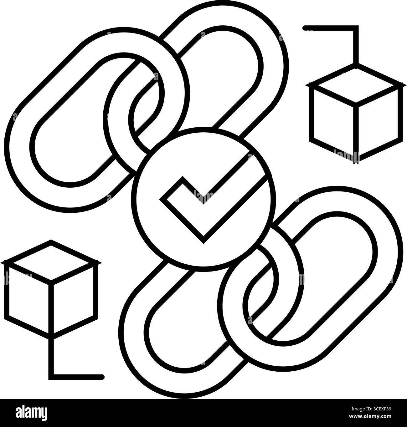 Cross-Chain-Kompatibilität dezentrale Anwendungslinie Symbolvektor-Illustration Stock Vektor