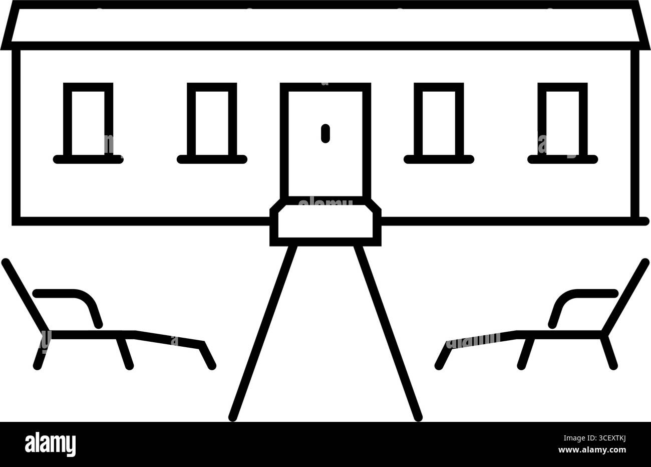 Rasenstuhl außerhalb mobile Home Line Symbol Vektor Illustration Stock Vektor