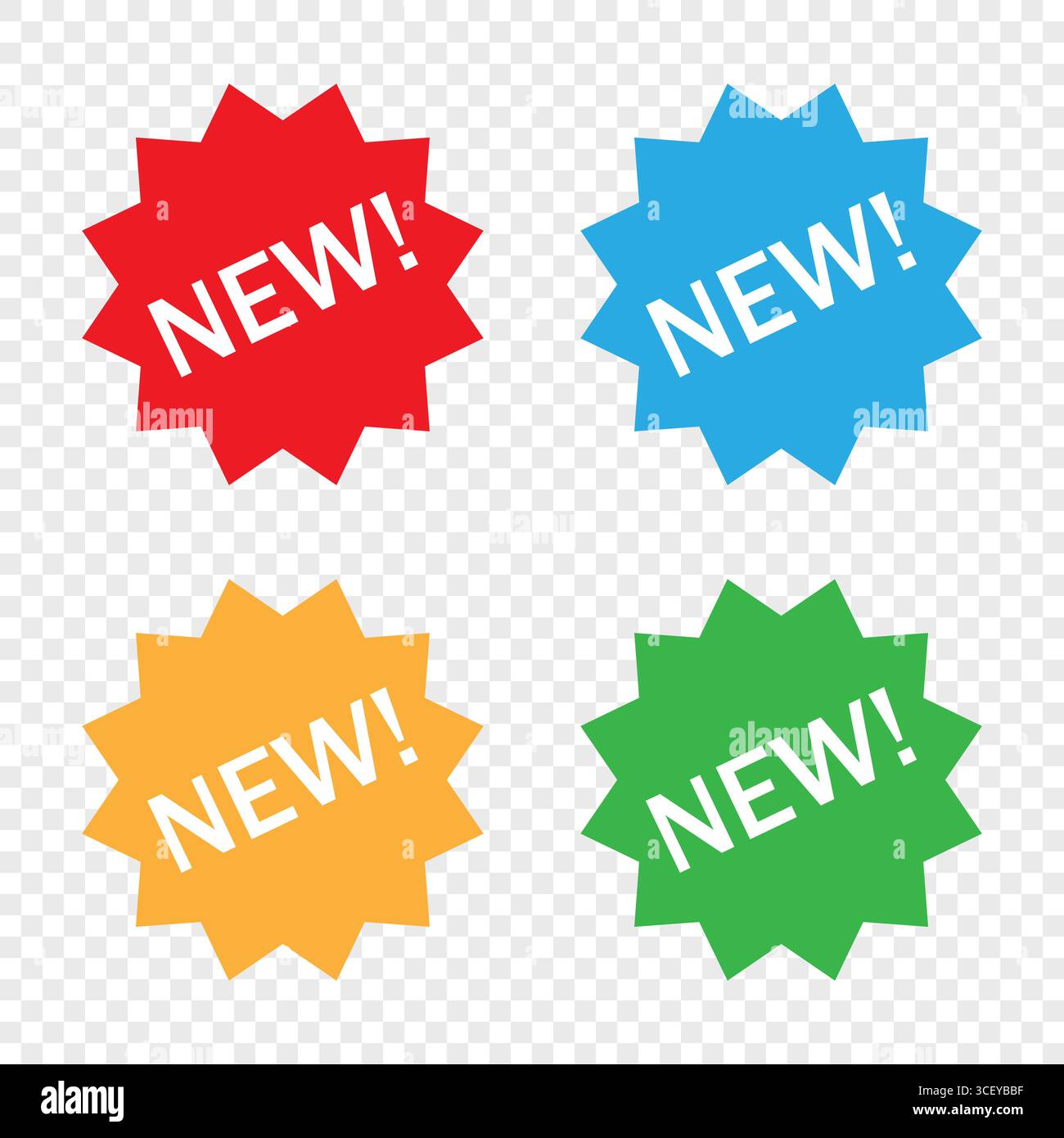 Set mit Aufklebern der Inschrift neu. Vektorabbildung Stock Vektor
