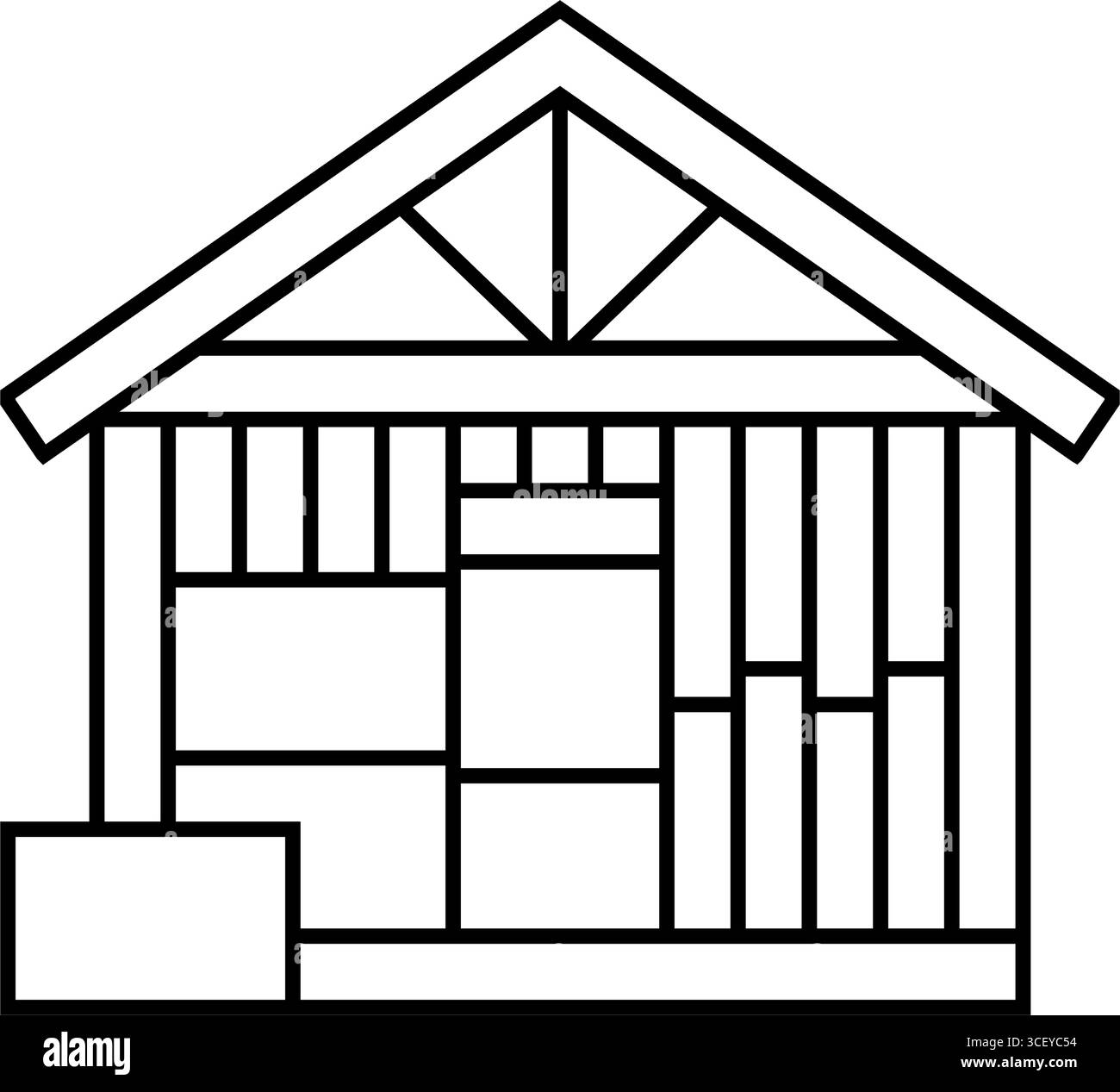 Seitenrahmen Holzrahmen Hauslinie Symbol Vektor Illustration Stock Vektor