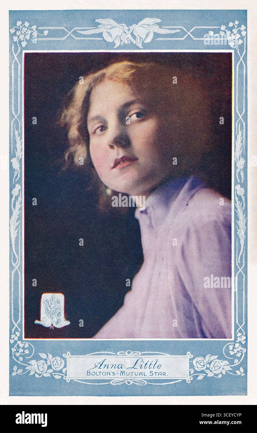 Alte Postkarte der Stummfilmdarstellerin Anna Little (auch bekannt als Ann Little). Stockfoto