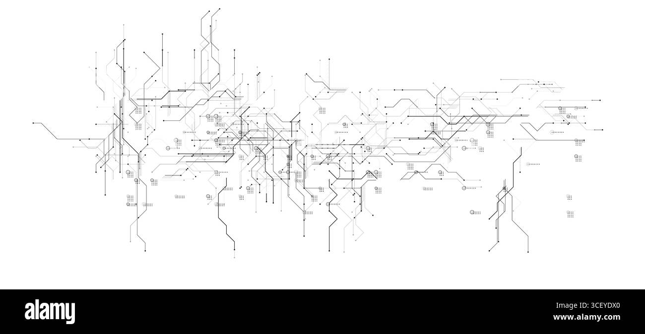 Hintergrund des digitalen Schaltkreises AI-Chips, Prozessornetzwerk. Abstrakte neuronale Textur, Cyber-Systemmuster. Technisches Muster für Cyber-Datenfluss. Künstlich Stock Vektor