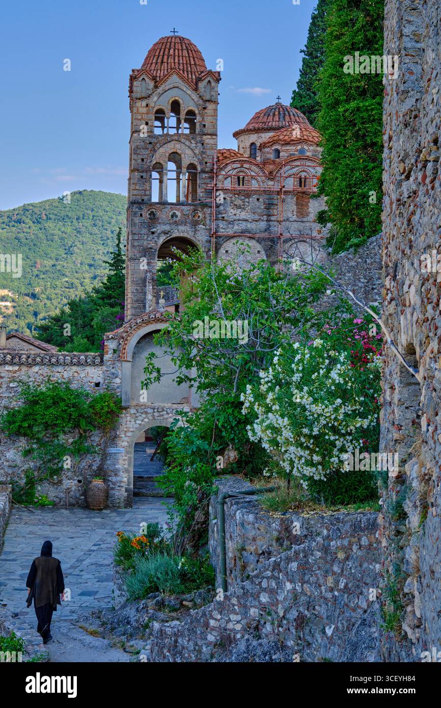 Griechenland, Peloponnes, archäologische Stätte von Mystra, UNESCO-Weltkulturerbe, Pandanassa-Kloster (Pantanassas) Stockfoto