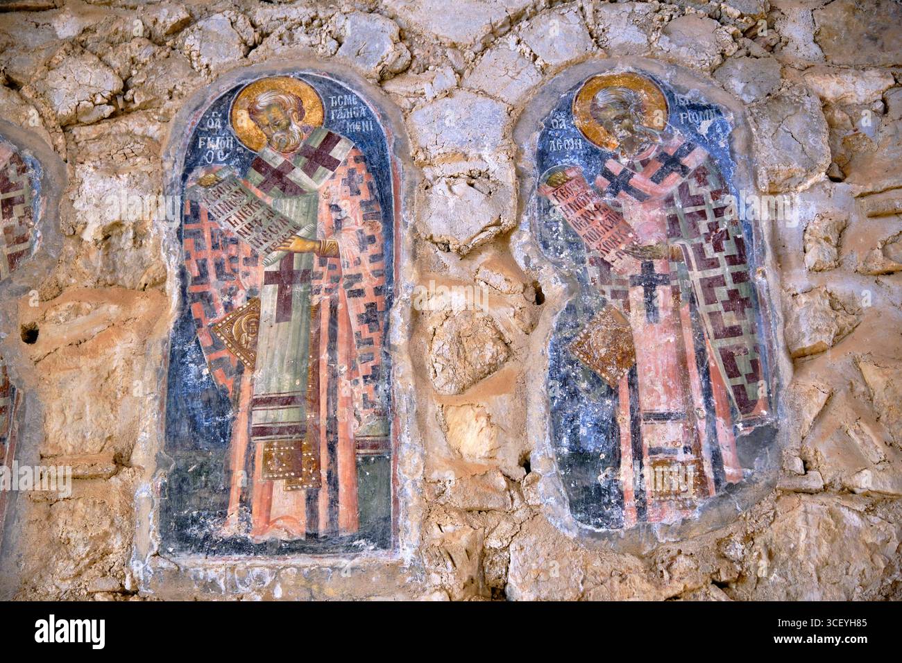 Griechenland, Peloponnes, archäologische Stätte von Mystra, UNESCO-Weltkulturerbe, Kirche von Odigitria (Afendiko) Stockfoto