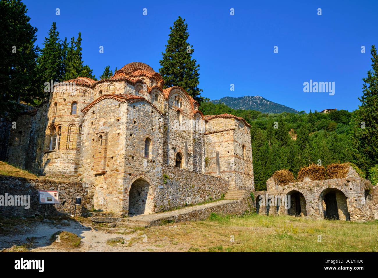 Griechenland, Peloponnes, archäologische Stätte von Mystra, UNESCO-Weltkulturerbe, Kirche von Odigitria (Afendiko) Stockfoto