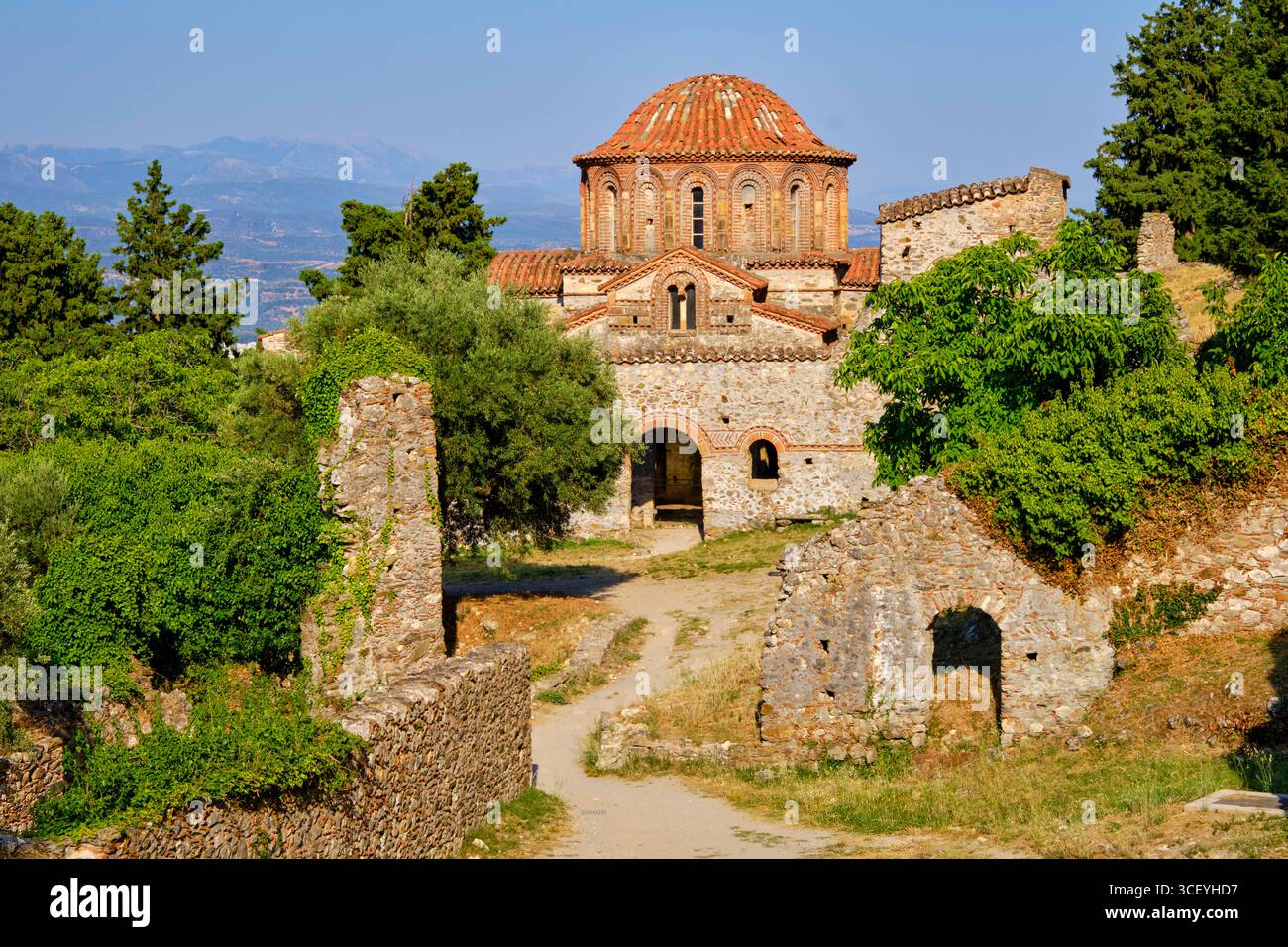 Griechenland, Peloponnes, archäologische Stätte von Mystra, UNESCO-Weltkulturerbe, Kirche St. Theodore (Agii Theodori) Stockfoto