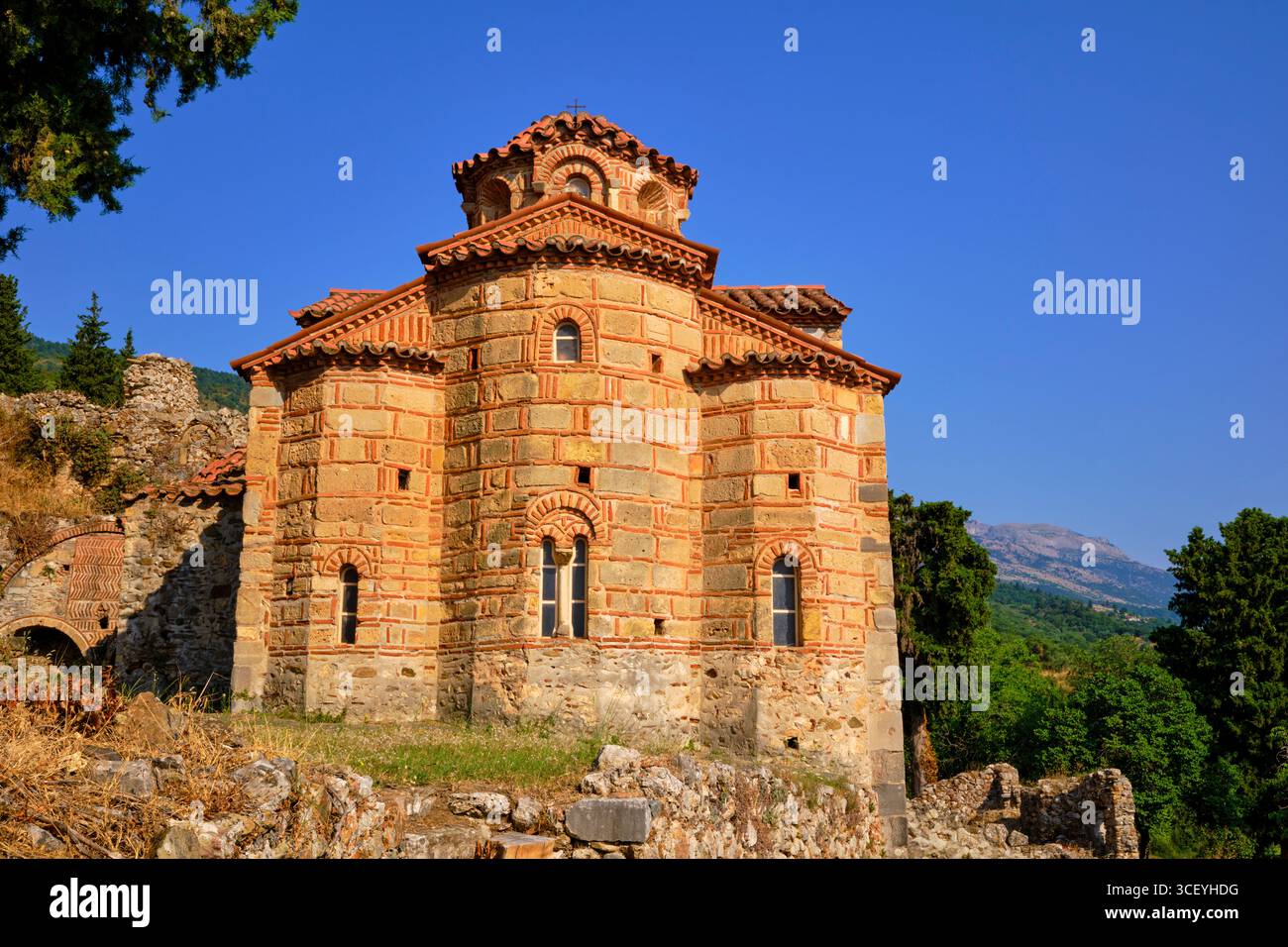 Griechenland, Peloponnes, archäologische Stätte von Mystra, UNESCO-Weltkulturerbe, Kirche St. Theodore (Agii Theodori) Stockfoto