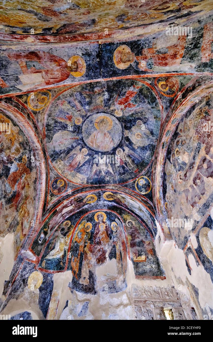 Griechenland, Peloponnes, archäologische Stätte von Mystra, UNESCO-Weltkulturerbe, Kirche der Heiligen Sophia (Agia Sofia) Stockfoto