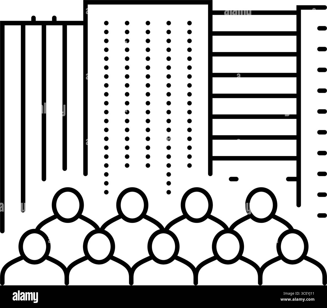 Überfüllte Straße Menschen Urbanisierung Linie Symbol Vektor Illustration Stock Vektor