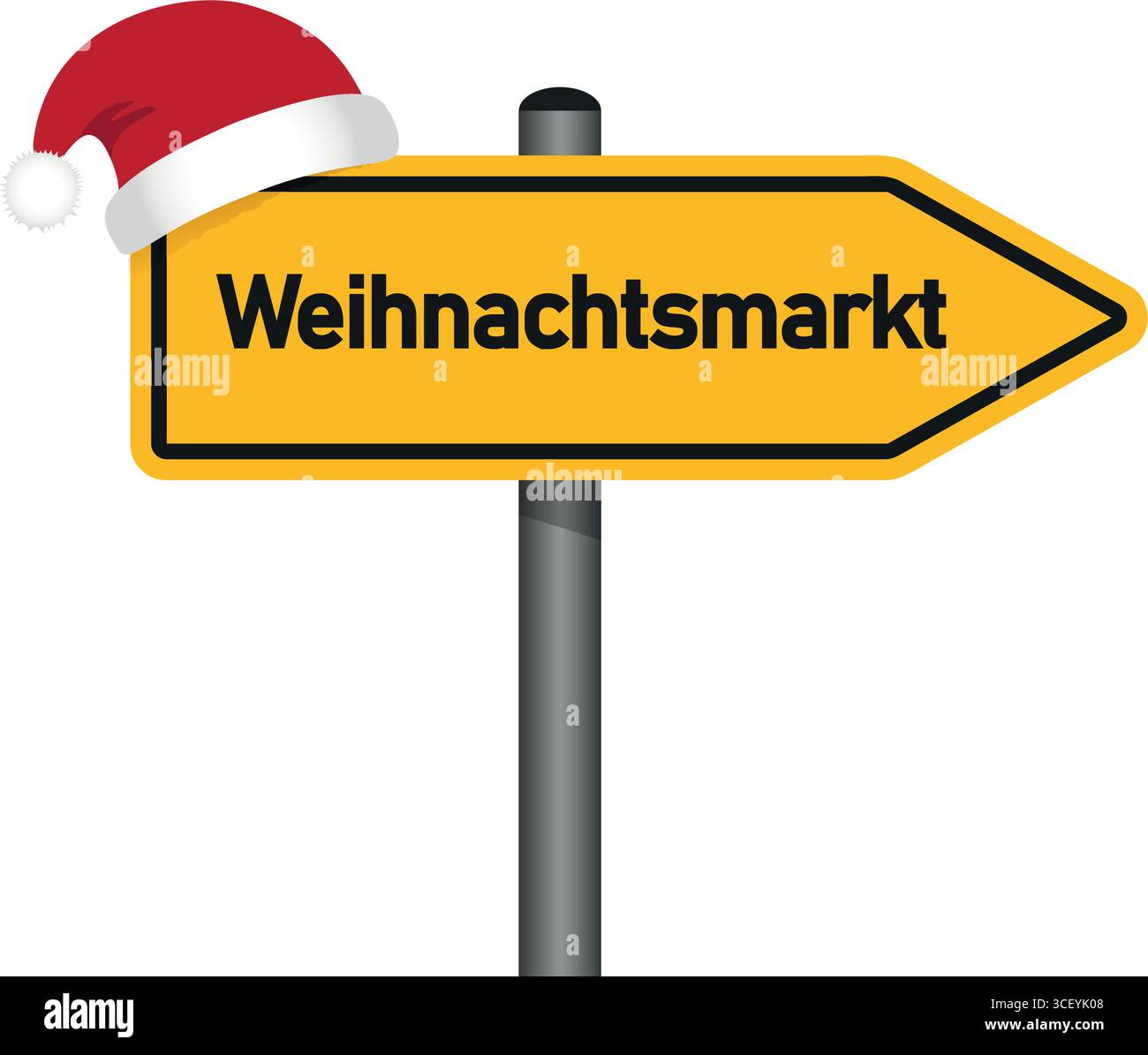 Gelbes Verkehrszeichen mit deutschem Wort weihnachtsmarkt isolierte Vektorillustration Stock Vektor