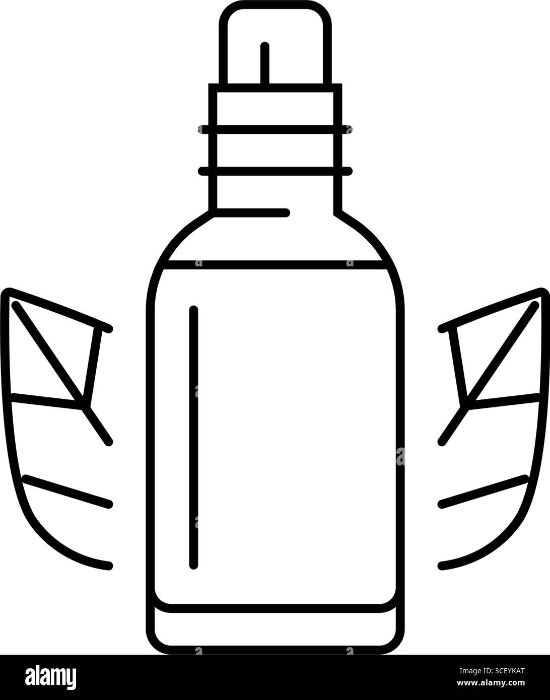 Ätherische Öle Flasche Blätter Linie Symbol Vektor Illustration Stock Vektor