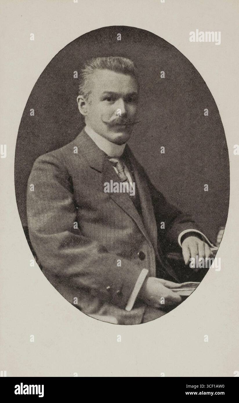 Eine Propagandakarte aus dem Ersten Weltkrieg erinnert an die Hinrichtung des belgischen Bankiers Jacob-Jozef Leroy, der am 16. März 1918 in Fort V in Edeghem hingerichtet wurde. Stockfoto