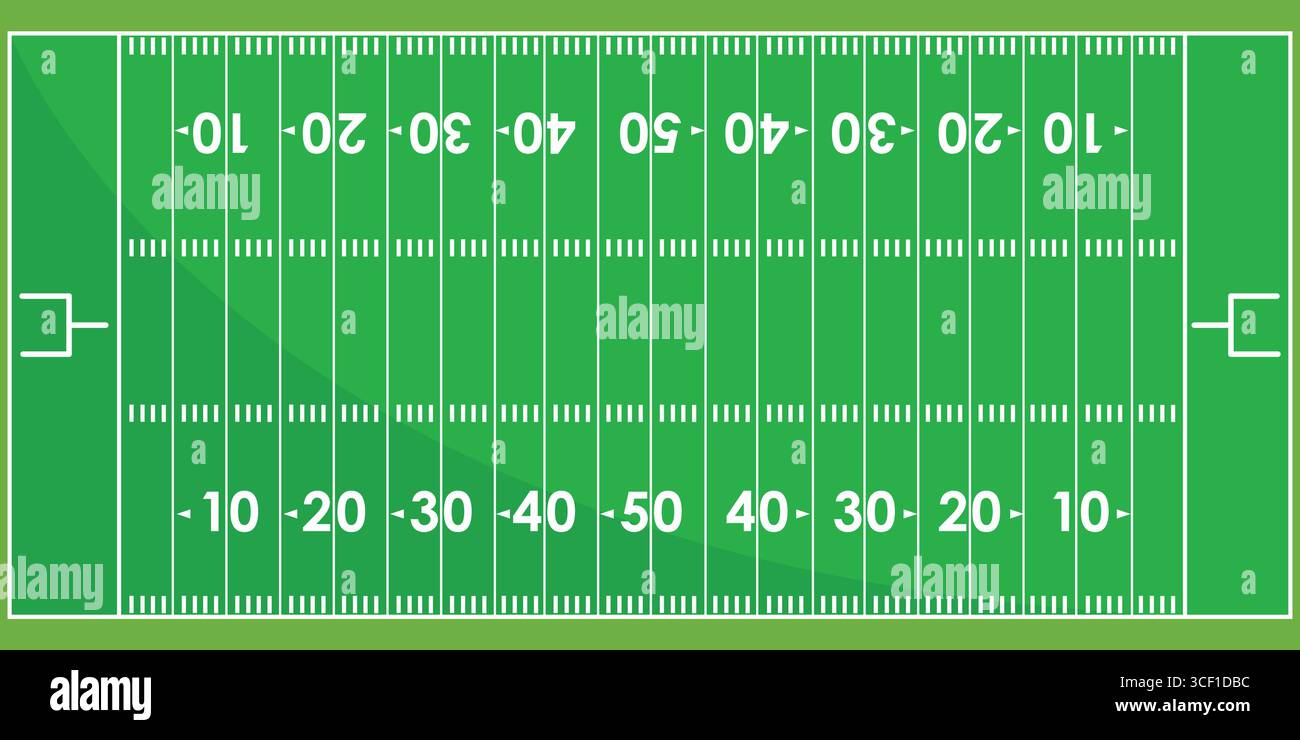 Layout eines American Football-Spielfeldes mit Hoflinien und Pfosten, Sport-Grafik-Element Stock Vektor