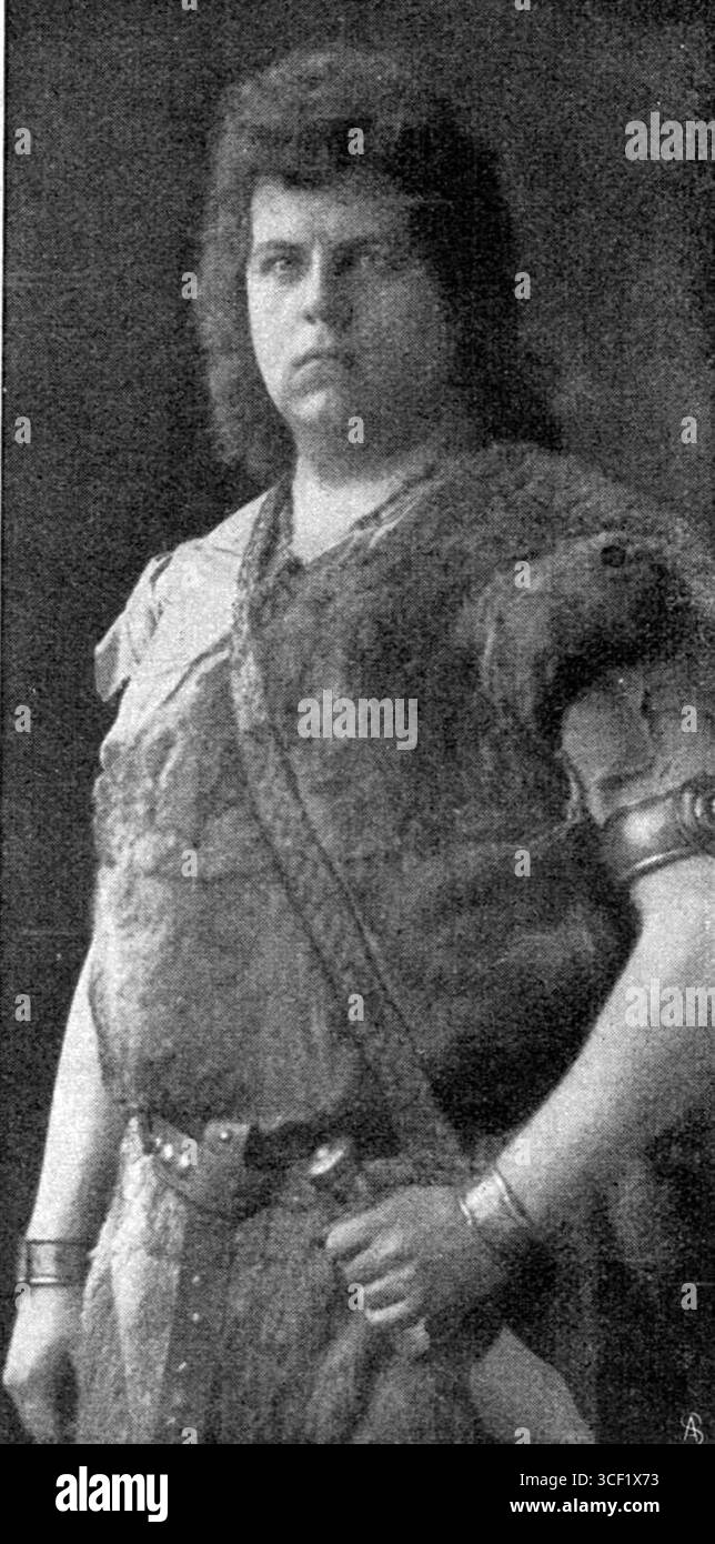 Alfred von Bary als Siegmund, dargestellt 1904 in der Wagnerschen Oper „der Ring des Nibelungen“. Von Bary, ein bekannter Bariton, wird in Kostümen für diese berühmte Rolle gezeigt. Das Foto zeigt das Operndrama des frühen 20. Jahrhunderts. Stockfoto