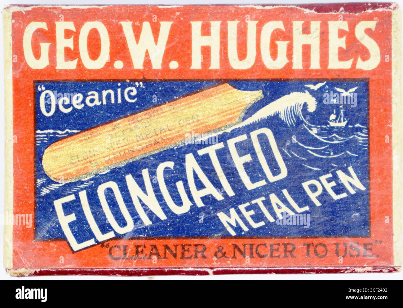 Die Geo W. Hughes Pen Box Nr. 1235, genannt «Oceanic», wurde am 14. Juni 2020 von Enrique Íñiguez Rodríguez katalogisiert. Dieser Artikel veranschaulicht die feine Handwerkskunst von Hughes' Design für hochwertige Schreibgeräte. Stockfoto