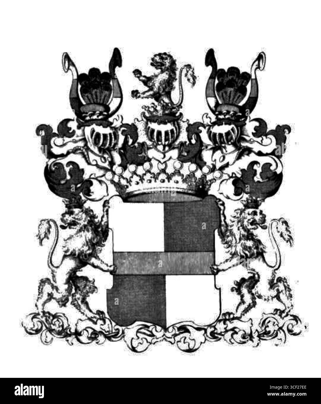 Wappen der Familie Holtzendorff mit historischem Design. Das Emblem wird seit Generationen verwendet und repräsentiert die edle Abstammung der Familie. Stockfoto