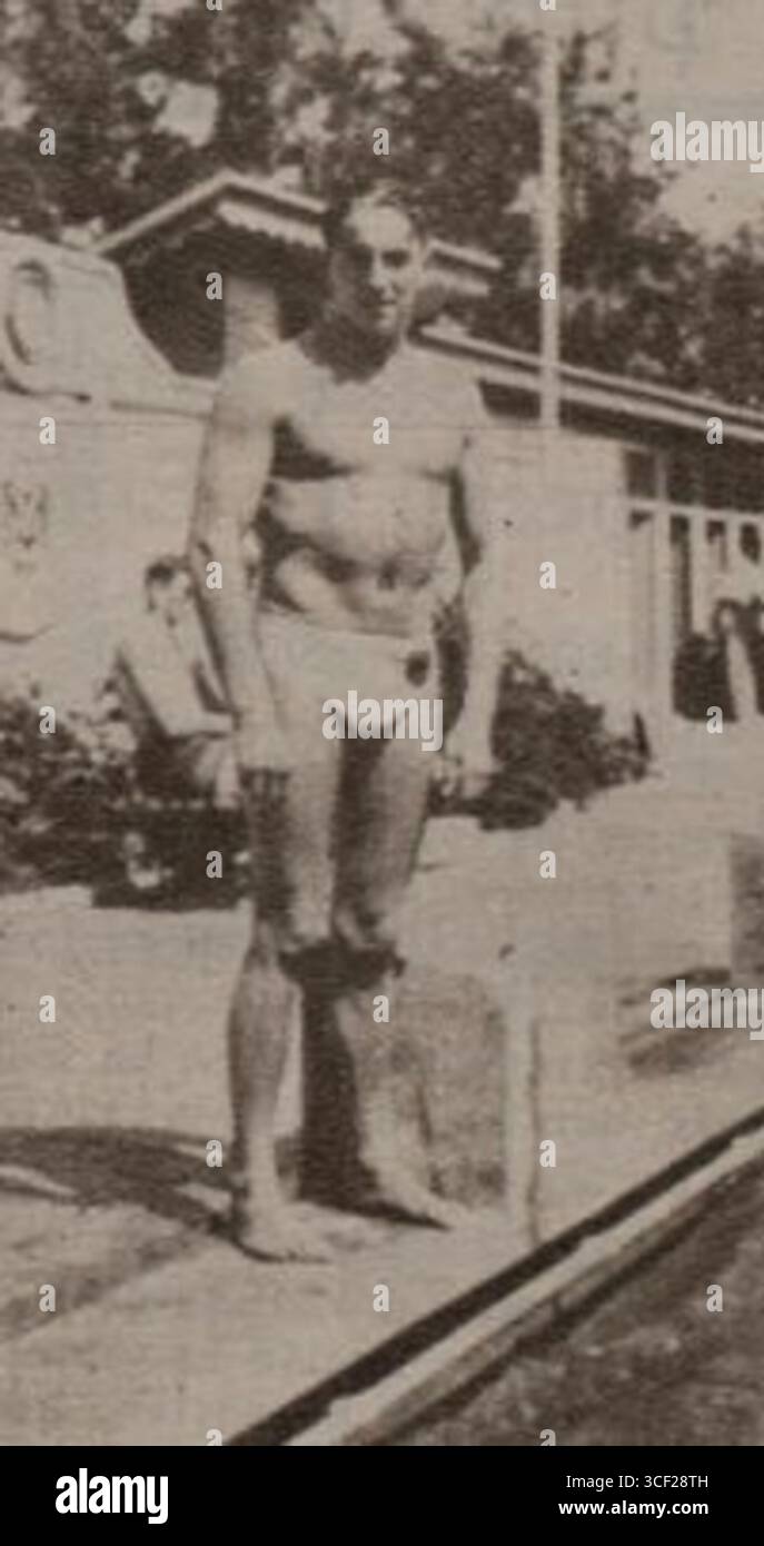 August Heitmann, ein deutscher Fußballspieler, wurde am 6. Februar 1929 in der „Gaceta Deportiva“ Nr. 40 veröffentlicht. Seine Karriere in den 1920er Jahren machte ihn zu einer bemerkenswerten Persönlichkeit im europäischen Fußball. Stockfoto
