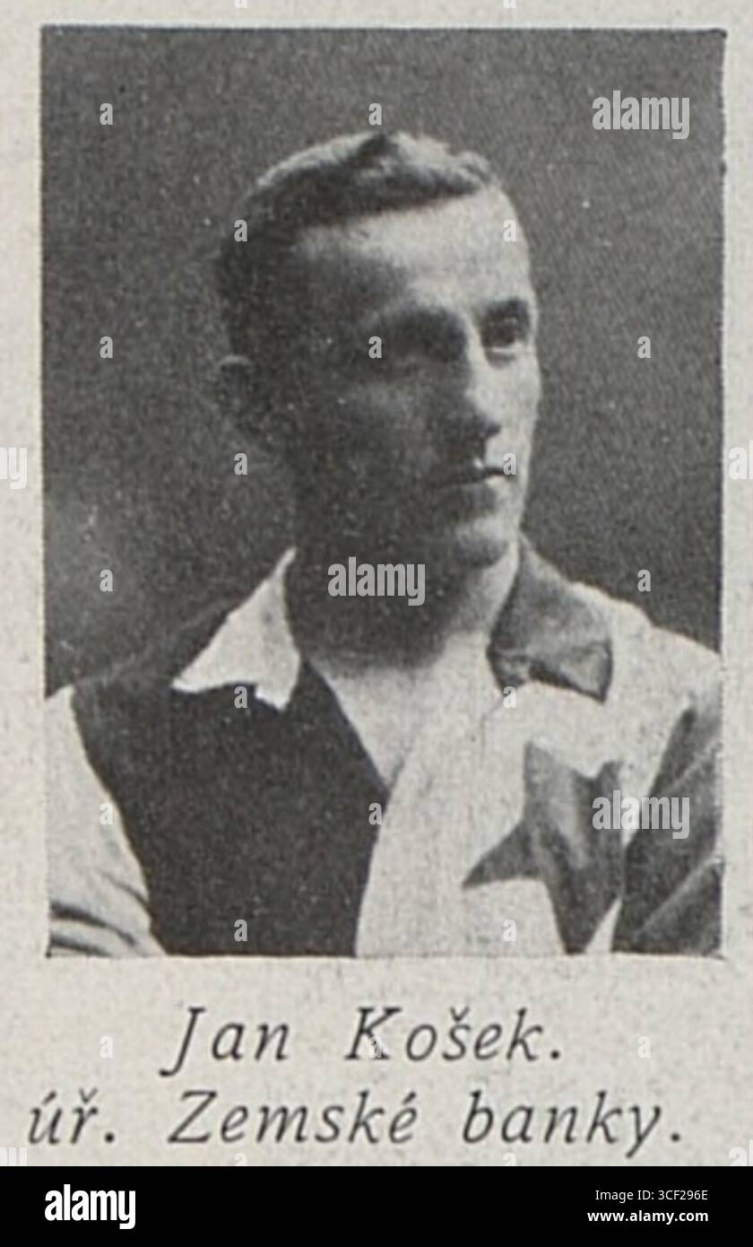 Ein Foto von Jan Koek, einem Fußballspieler von S.K. Slavia Praha aus dem Jahr 1913. Stockfoto