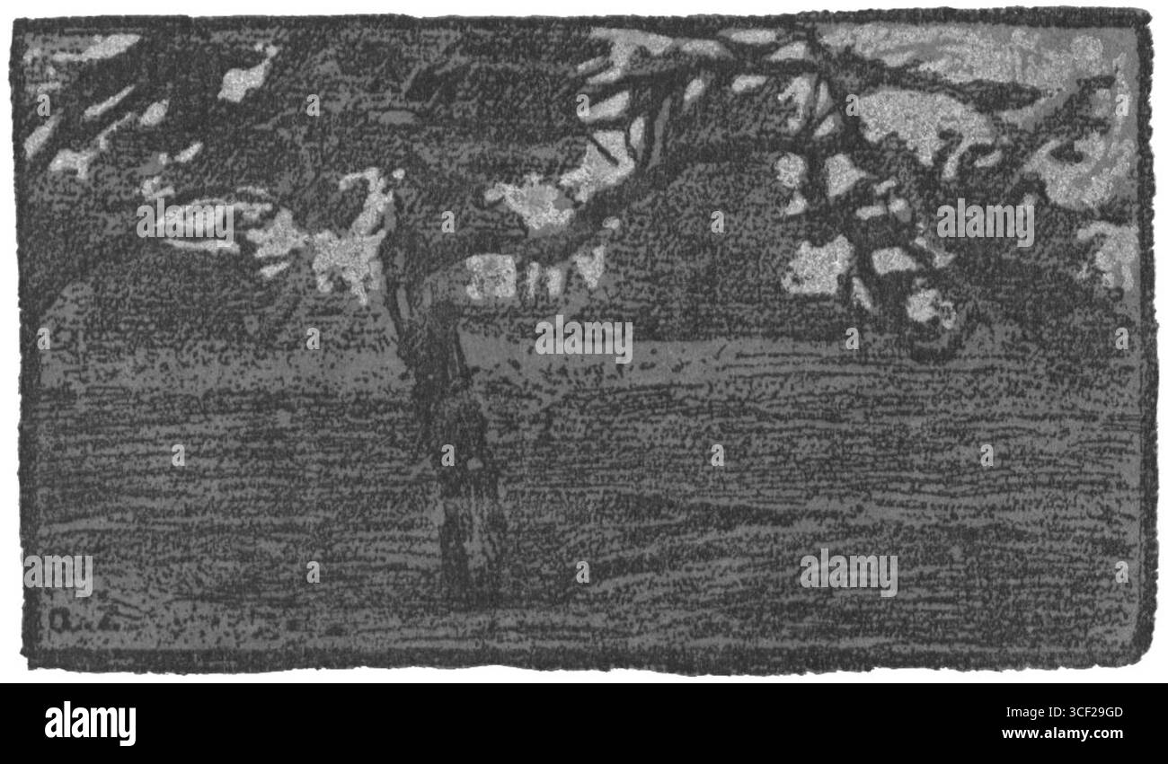 Diese Illustration „Jesiennym wieczorem“ (am Herbstabend) von Gabriela Zapolska wurde 1905 veröffentlicht. Das Kunstwerk zeigt eine Szene, die vom Herbst inspiriert ist und die Stimmung und Atmosphäre der Saison zeigt. Stockfoto