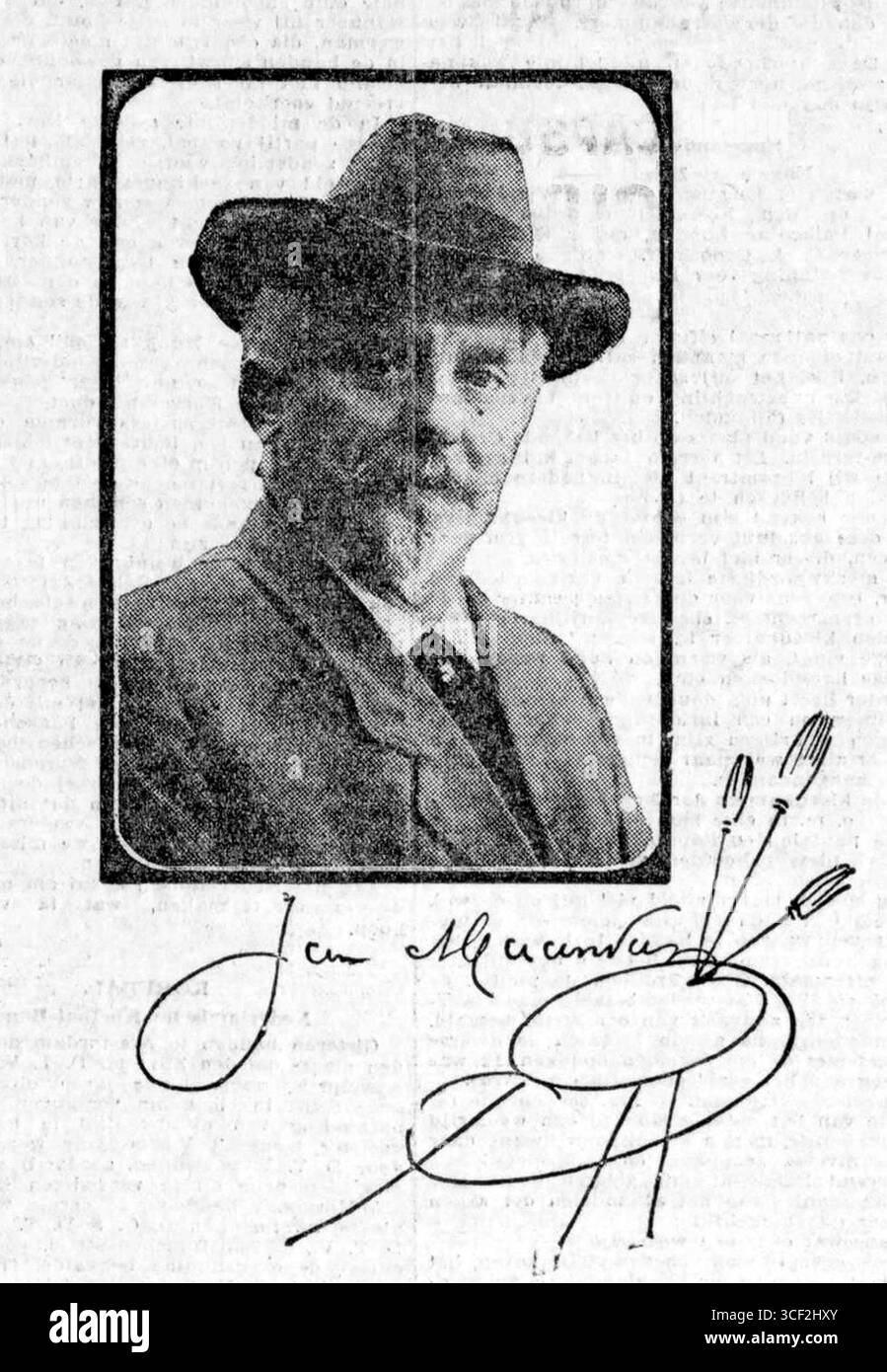 Dieses Foto vom 6. März 1911 zeigt Jan Maandag im Alter von 40 Jahren, einen renommierten niederländischen Bühnenbildner, der für seine Arbeit in der Theaterdekoration bekannt ist. Stockfoto