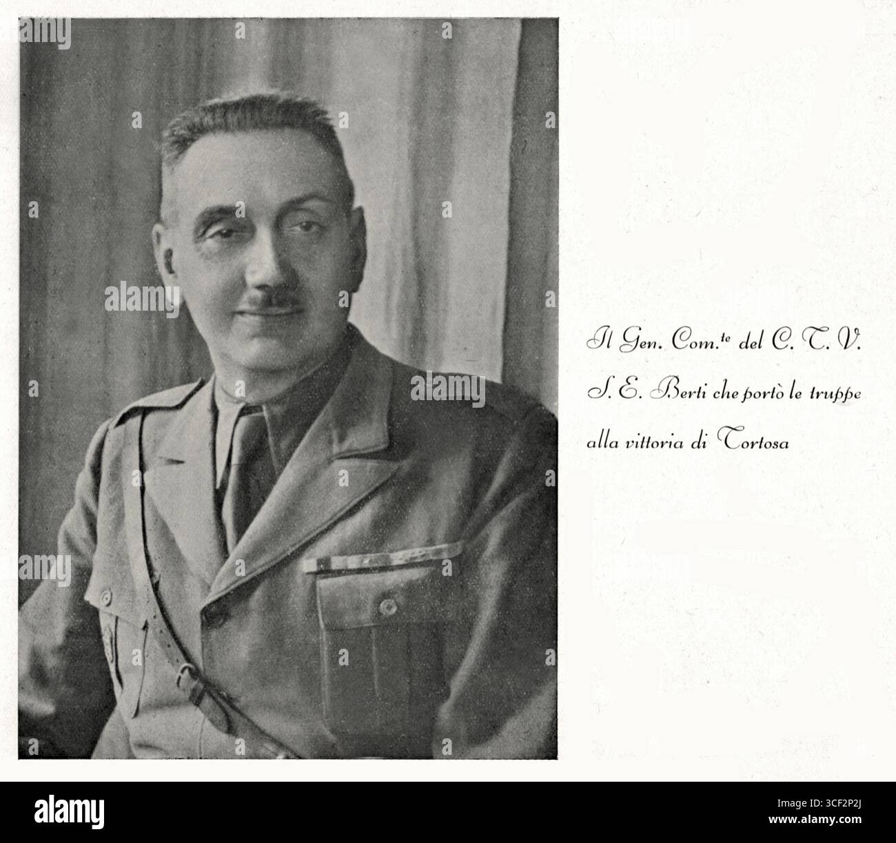Ein Porträt von General Mario Berti, dem Kommandeur der Corpo Truppe Volontarie in Spanien während des Spanischen Bürgerkriegs um 1938. Stockfoto