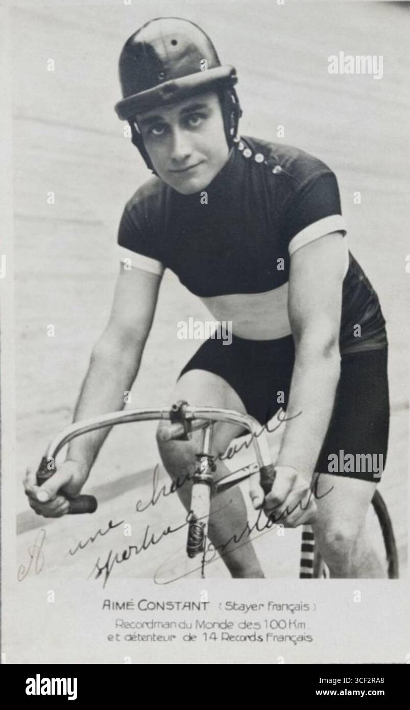 Aimé Constant, ein französischer Stayer, Weltrekordhalter über 100 km und Inhaber von 14 französischen Rekorden, um 1935. Stockfoto