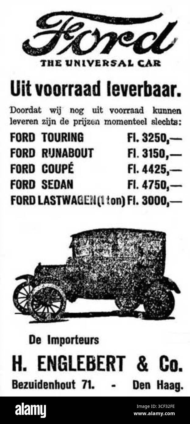 Dieser Eintrag vom 7. Oktober 1920 gibt einen ähnlichen Überblick über die Bemühungen von Ford, seine Marke in Europa zu etablieren, und beschreibt den Anstieg der nicht autorisierten Importeure und die mögliche Kontrolle des Unternehmens über das Logistik- und Vertriebsnetz nach 1912. Stockfoto