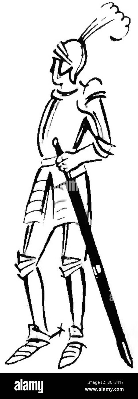 Ein abgeschnittener Scan von Seite 8 aus dem polnischen Märchenbuch „Bajka o smoku, rycerzu wieku i królewnie Lali“, das erstmals 1934 veröffentlicht wurde und die Geschichte des Ritters und des Drachen fortsetzt. Stockfoto