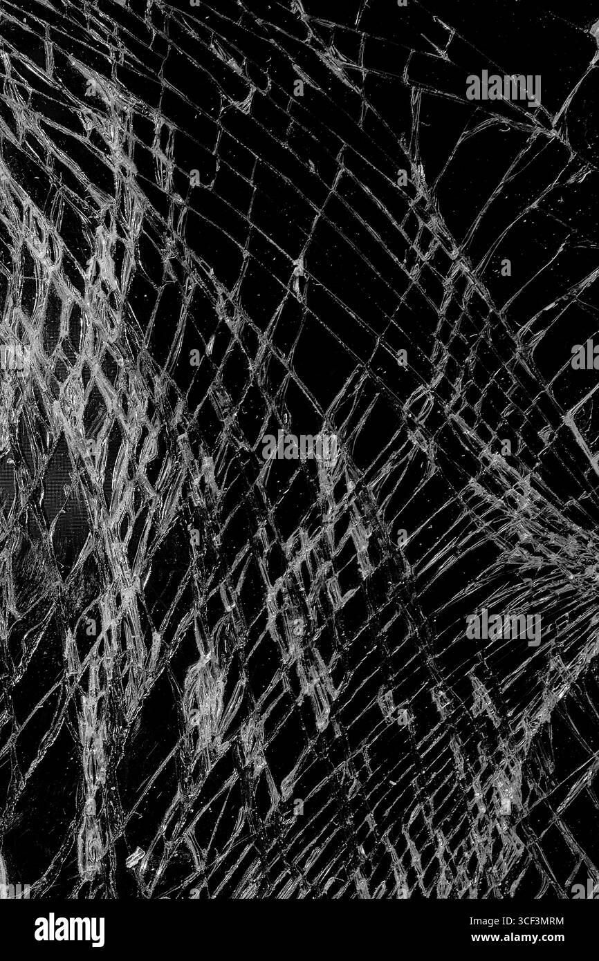 Nahaufnahme von Falten und Rissen LCD-Display von Smartphone oder Tablet vor Stürzen und Stößen, Detailmuster und Hintergrund Stockfoto