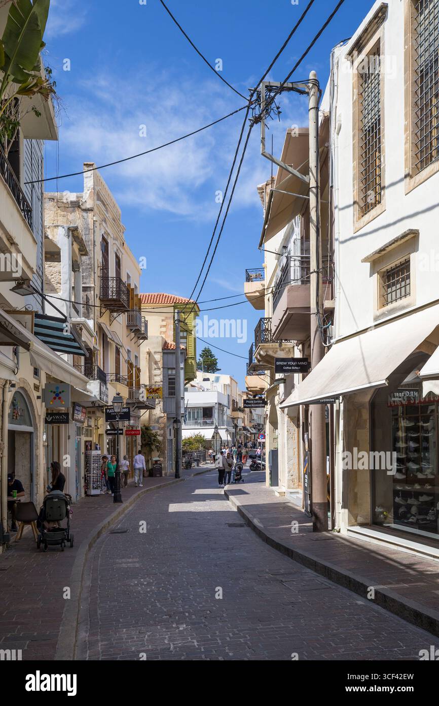 Straßenszene, Rethymnon, Kreta, Griechenland, Europa Stockfoto