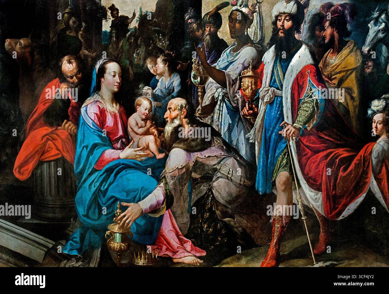 Georges Lallemand - Lallemant 1575-1636 Verehrung der Könige 1629 Frankreich französisches Lille Museum Frankreich. ( Anbetung, Magi, Anbetung der Könige, Geburt Jesu, drei Magi, dargestellt als Könige, fanden Jesus, indem sie einem Stern folgten, legten ihm Geschenke von Gold, Weihrauch und Myrrhe vor und beteten ihn an, ) Stockfoto